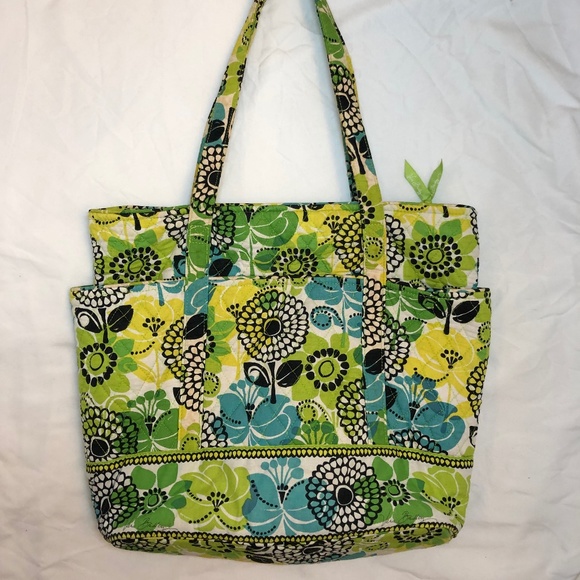 Vera Bradley Handbags - Vera Bradley Lime's Up Large Zippered Tote Bag